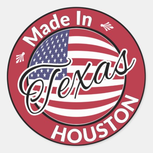 Made in Houston Texas Stars and Stripes Flag Classic Round Sticker
