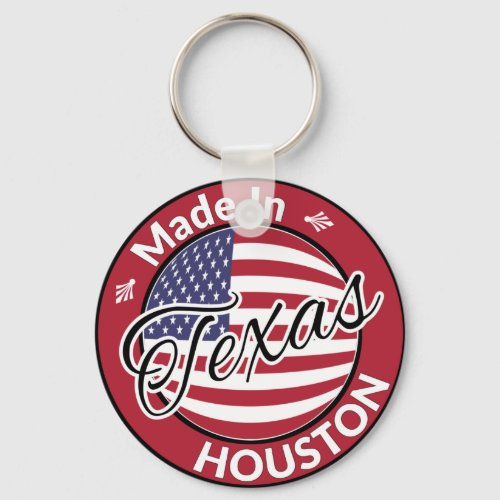 Made in Houston Texas Stars and Stripes Flag Keychain
