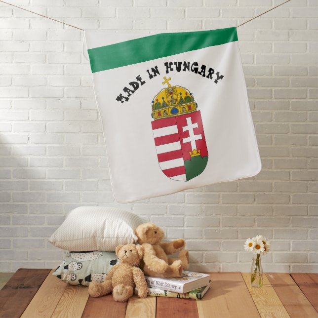 Made in Hungary & Hungarian Flag Birth / snuggle Baby Blanket (In Situ)
