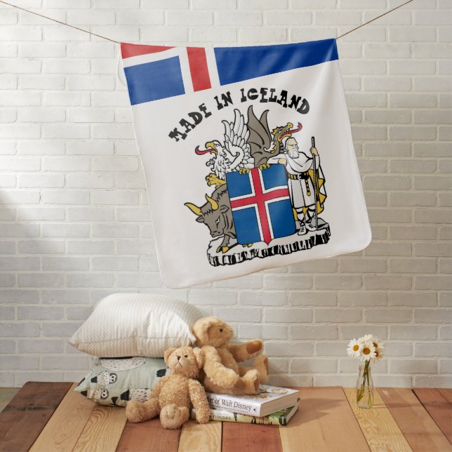 Made in Iceland & Icelandic Flag Birth / snuggle Baby Blanket (In Situ)