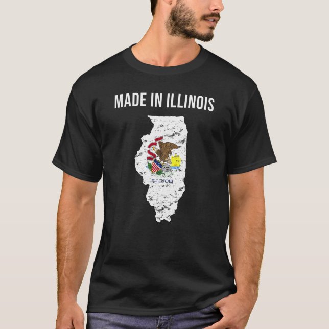 Made In Illinois  State Flag T-Shirt (Front)