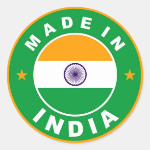 made in india country flag label round stamp