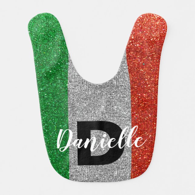 Made in Italy Italian Baby Name Monogram Initial Baby Bib (Front)