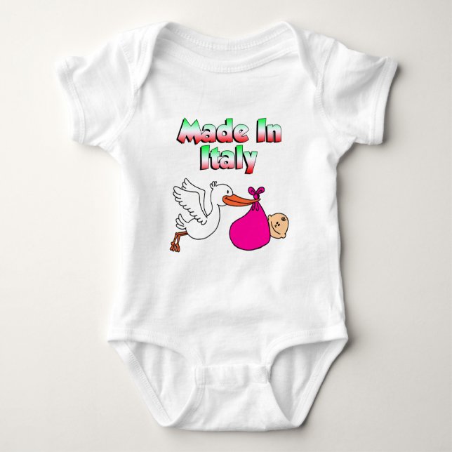 Made In Italy Stork Pink Baby Bodysuit (Front)