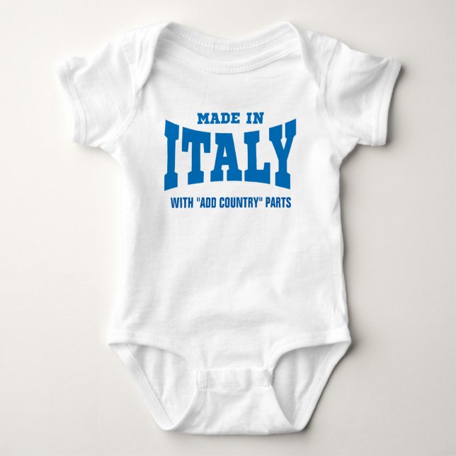 Made In Italy With "add country" Parts Custom Baby Bodysuit (Front)