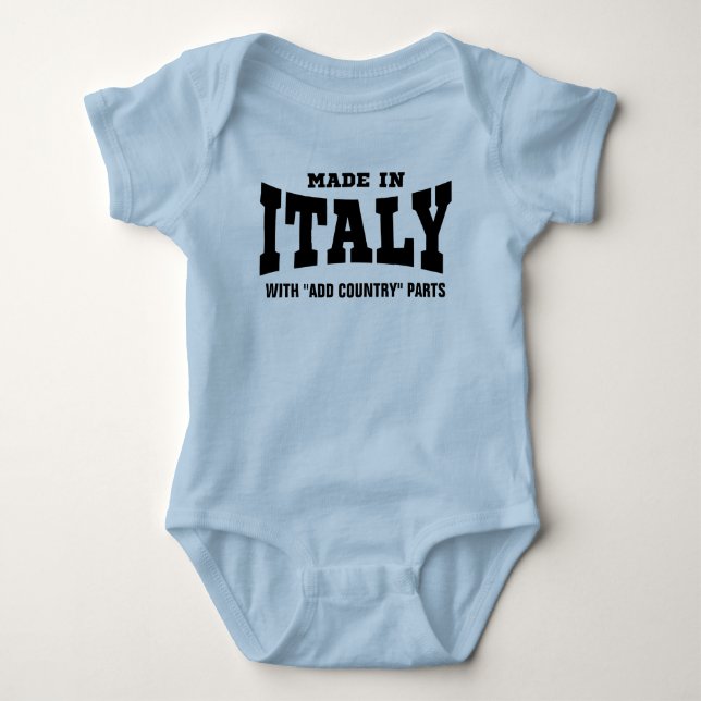 Made In Italy With "add country" Parts Custom Baby Bodysuit (Front)