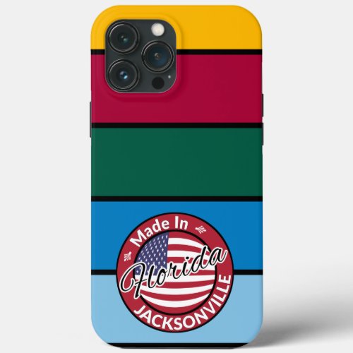 Made in Jacksonville Florida Color Stripes iPhone 13 Pro Max Case