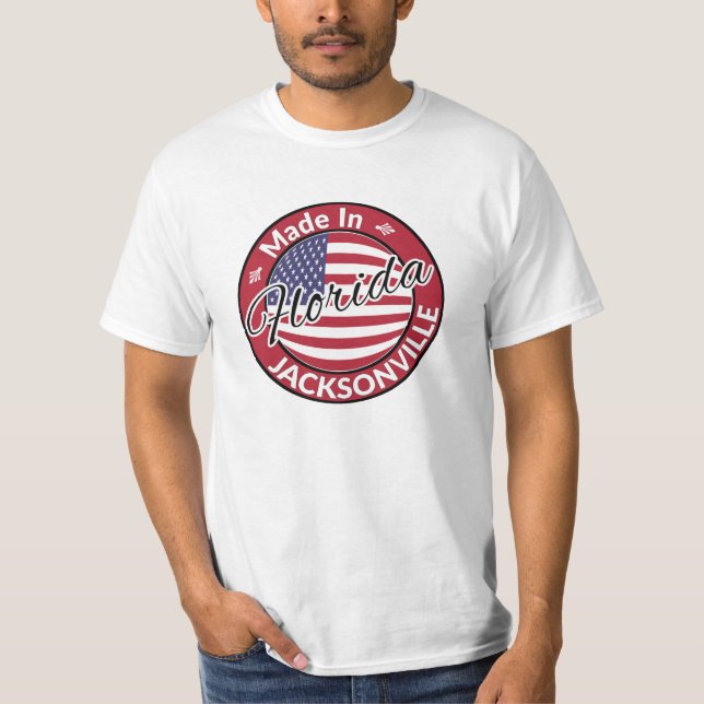 Made in Jacksonville Florida USA Flag T-Shirt (Front)