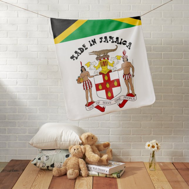 Made in Jamaica & Jamaican Flag Birth / snuggle Baby Blanket (In Situ)
