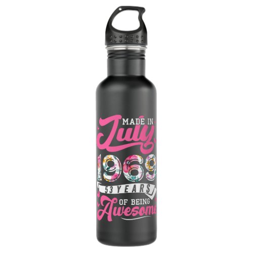 Made In July 1969 Floral 53 Year Old 53rd Stainless Steel Water Bottle