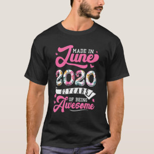 Made In June 2020 Floral 2 Year Old 2nd Birthday W T-Shirt