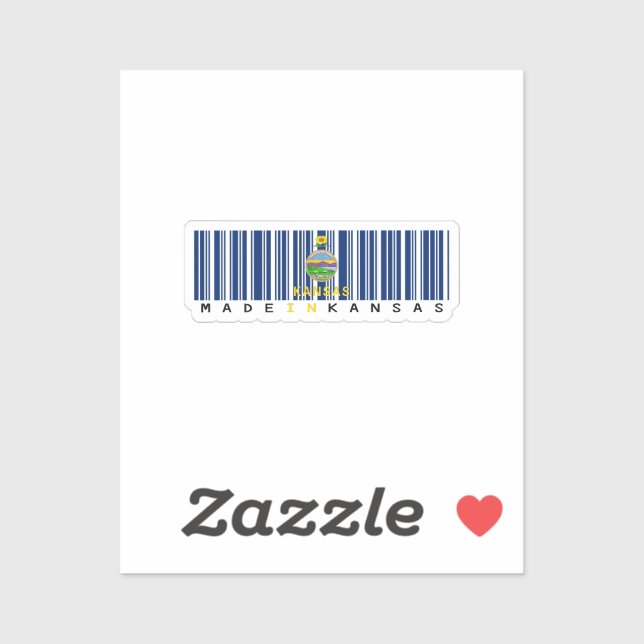 Made in Kansas Barcode Flag Sticker – State Pride (Sheet)