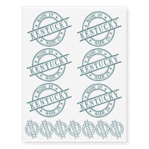 Made In Kentucky Stamp Style Logo Symbol Green Temporary Tattoos