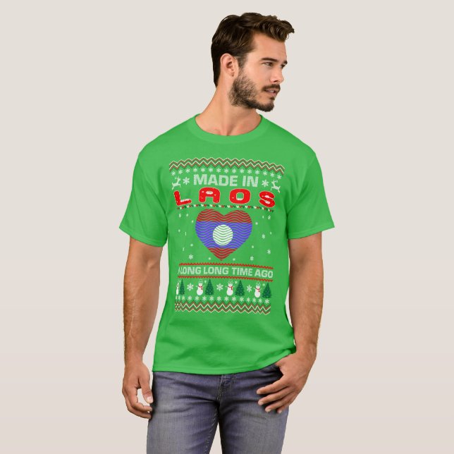 Made In Laos Country Christmas Ugly Sweater Tshirt (Front Full)