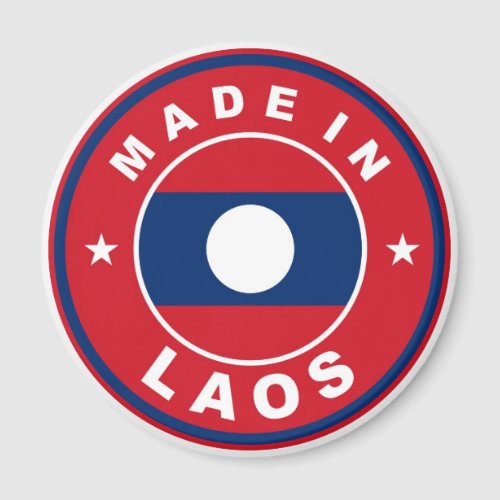 made in laos country flag product label round magnet