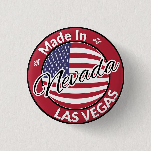 Made in Las Vegas Nevada USA Flag Button (Front)