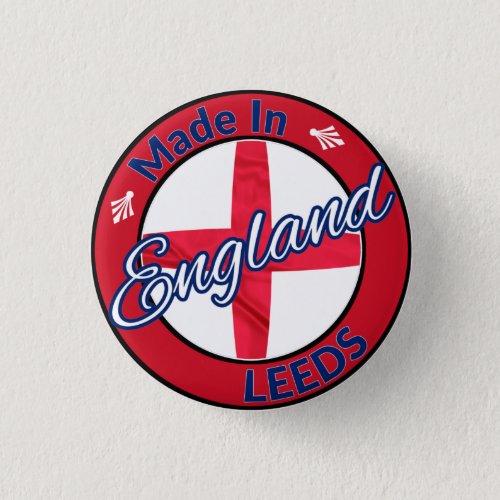 Made in Leeds England St George Flag Button