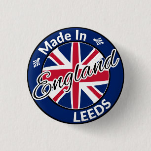 Made in Leeds England Union Jack Flag Button