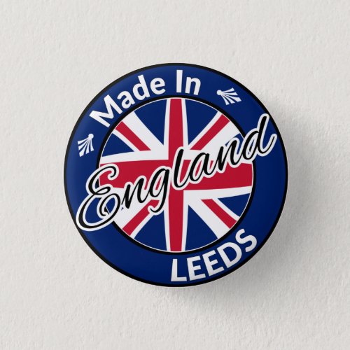 Made in Leeds England Union Jack Flag Button