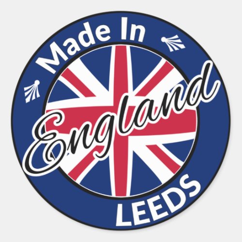Made in Leeds England Union Jack Flag Classic Round Sticker