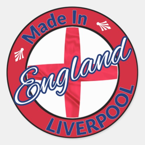 Made in Liverpool England St George Flag Classic Round Sticker