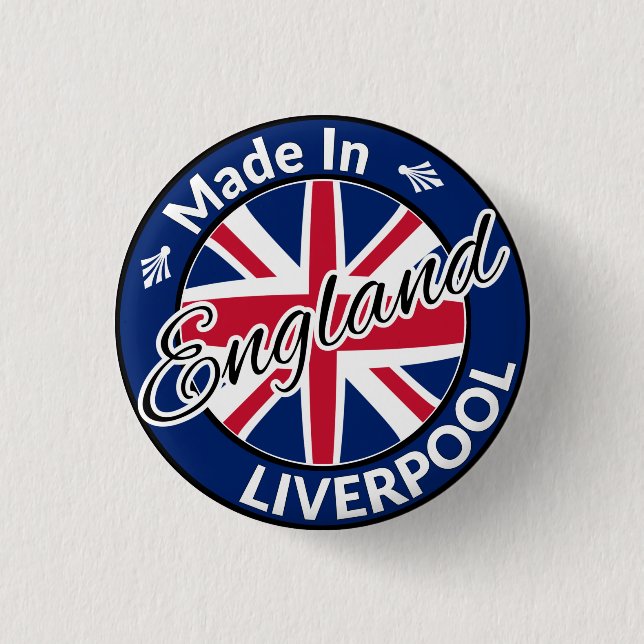 Made in Liverpool England Union Jack Flag Button (Front)