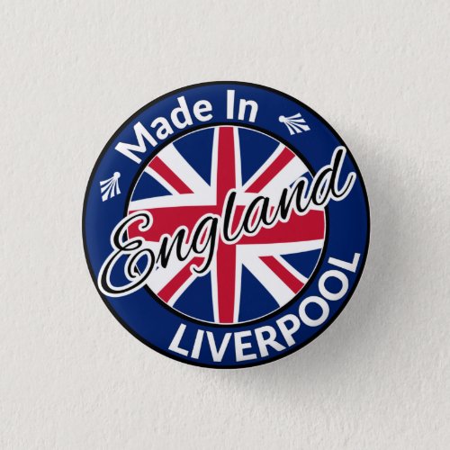 Made in Liverpool England Union Jack Flag Button