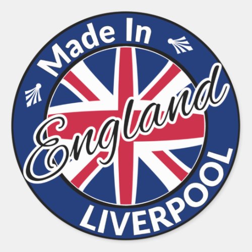 Made in Liverpool England Union Jack Flag Classic Round Sticker