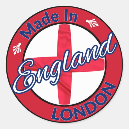 Made in London England St George Flag Classic Round Sticker