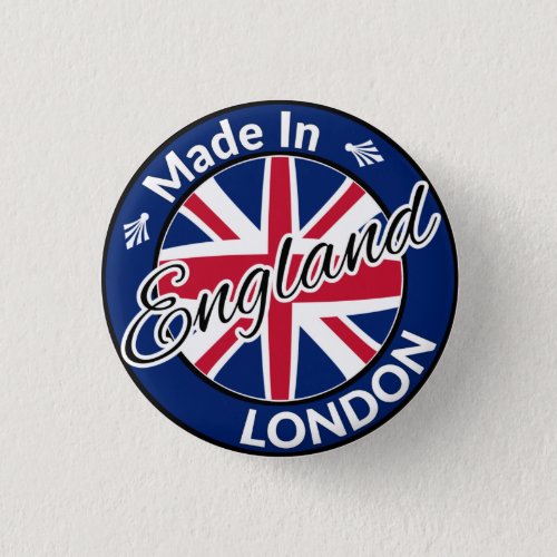 Made in London England Union Jack Flag Button