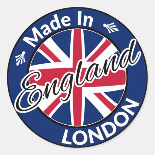 Made in London England Union Jack Flag Classic Round Sticker