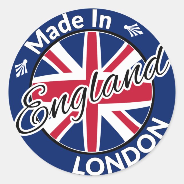 Made in London England Union Jack Flag Classic Round Sticker (Front)