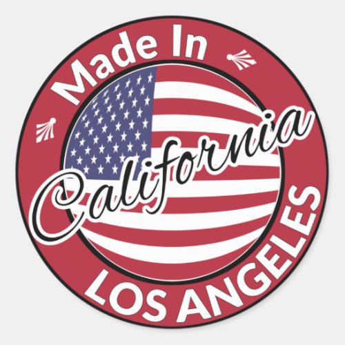 Made in Los Angeles California Stars Stripes Flag Classic Round Sticker