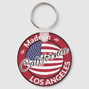Made in Los Angeles California Stars Stripes Flag Keychain
