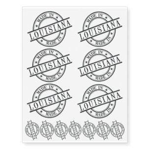 Made In Louisiana Stamp Style Logo Symbol Black Temporary Tattoos