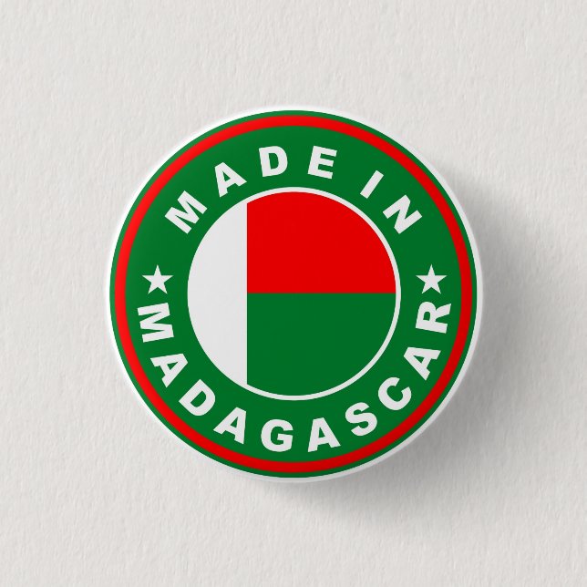 made in madagascar country flag product label pinback button (Front)