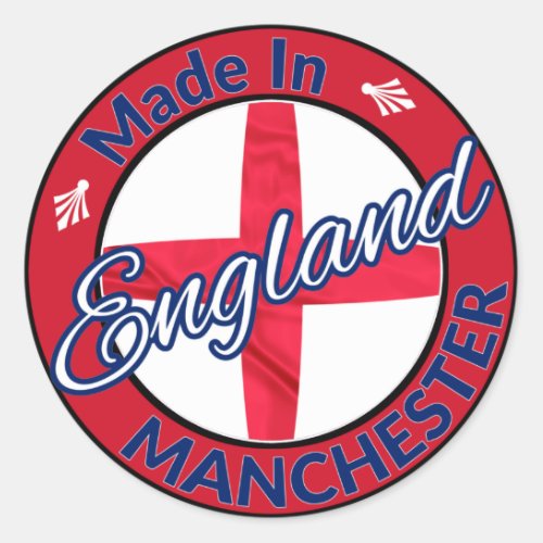 Made in Manchester England St George Flag Classic Round Sticker