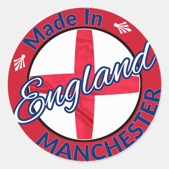 Made in Manchester England St George Flag Classic Round Sticker (Front)