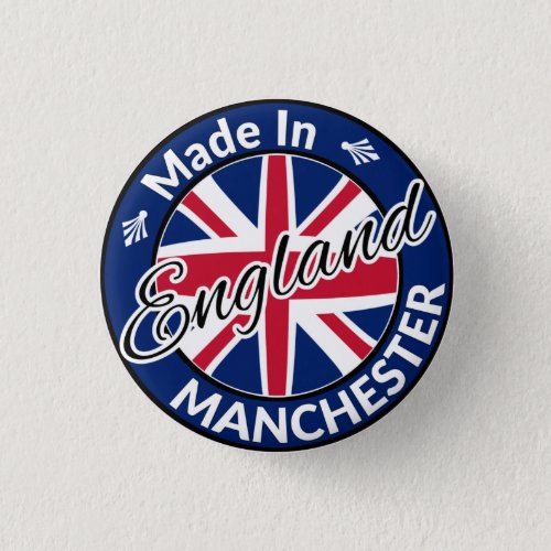 Made in Manchester England Union Jack Flag Button