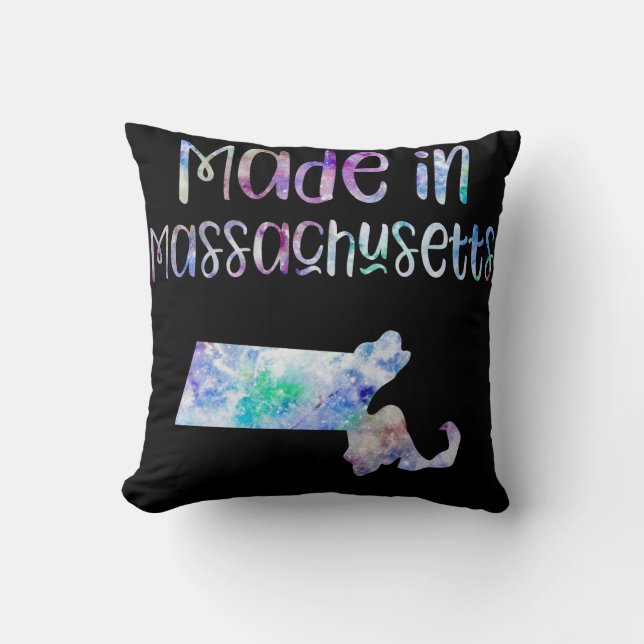 Made in Massachusetts MA state Iridescent Pearl Throw Pillow (Front)