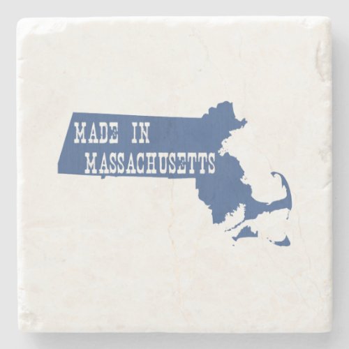 Made in Massachusetts State Shaped Bay Stater Blue Stone Coaster