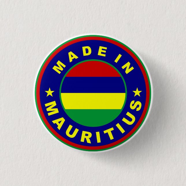 made in mauritius country flag product label round pinback button (Front)