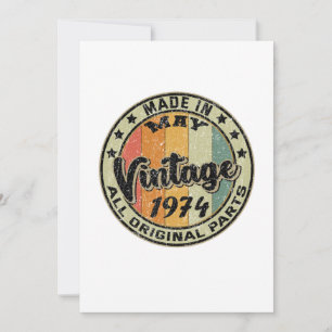 Made In May Vintage 1974 All Original Parts Invitation