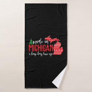 Made In Michigan A Long Long Time Ago Christmas Bath Towel