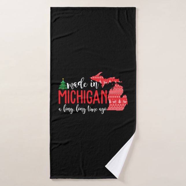 Made In Michigan A Long Long Time Ago Christmas Bath Towel (Bath Towel)