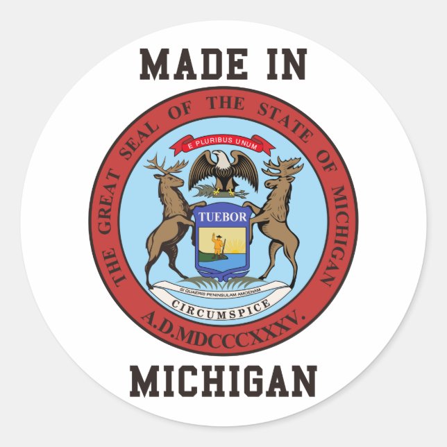 Made In Michigan Classic Round Sticker (Front)