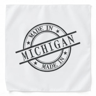 Made In Michigan Stamp Style Logo Symbol Black Bandana
