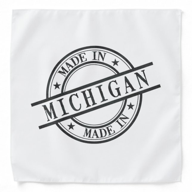 Made In Michigan Stamp Style Logo Symbol Black Bandana (Front)