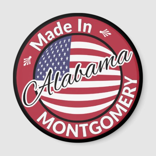 Made in Montgomery Alabama Stars and Stripes Flag Magnet