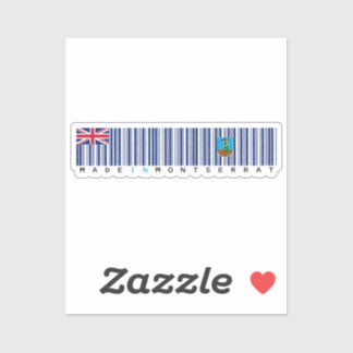 Made in Montserrat Barcode Flag Sticker